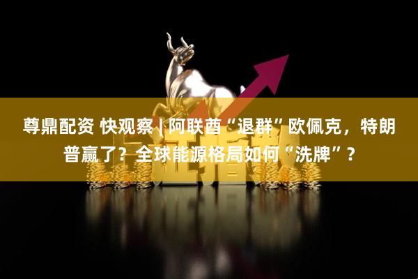尊鼎配资 快观察 | 阿联酋“退群”欧佩克，特朗普赢了？全球能源格局如何“洗牌”？
